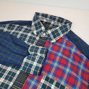 DANIEL CREMIEUX LS button up men shirt size‎ L color block plaid flip cuffs